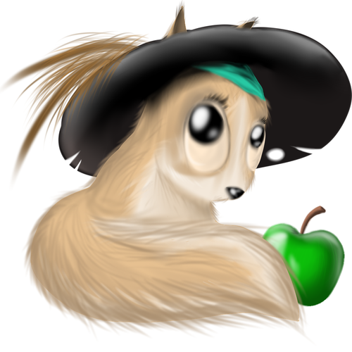  Anya with Barbossa's hat and green manzana, apple XD