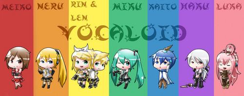  chibi Vocaloid arco iris, arco-íris