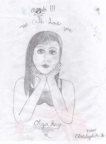 Drawing by 9 year old of Olga Kay