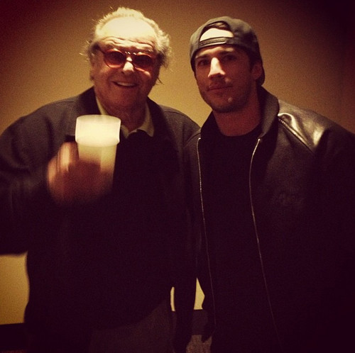  Michael Trevino and Jack Nicholson at a Lakers game