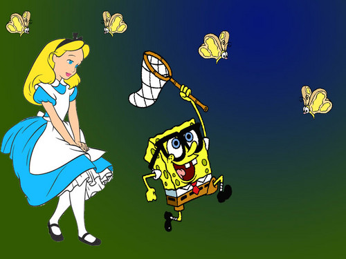  Alice and Spongebob- brot and schmetterling Catching