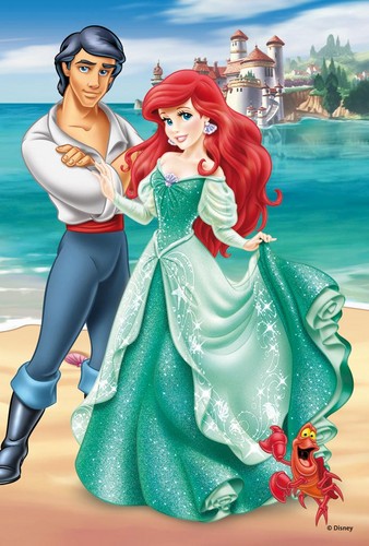  Walt Disney picha - Prince Eric, Princess Ariel & Sebastian