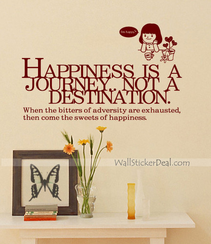  Happiness Is A Journey 인용구 벽 Sticker
