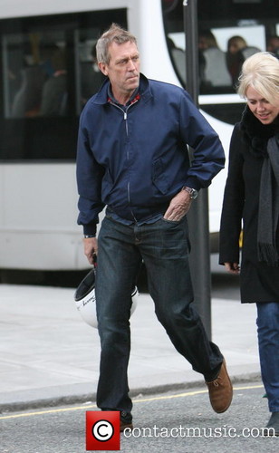  Hugh Laurie seen arriving at Radio 2 for the Simon Mayo show. - London, United Kingdom -17.04.2013
