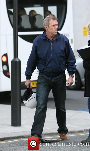 Hugh Laurie seen arriving at Radio 2 for the Simon Mayo show. - London, United Kingdom -17.04.2013