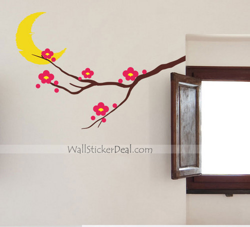  Moon And pflaume blume Wand Stickers