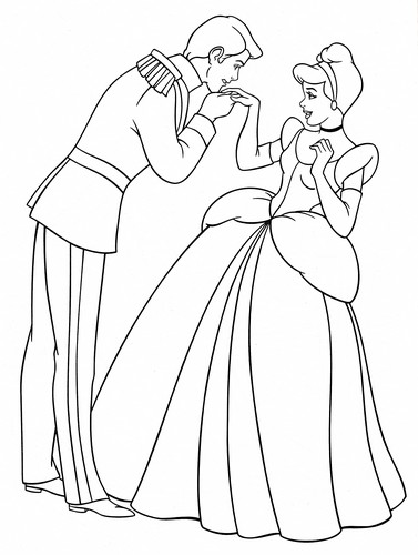 Walt Disney Coloring Pages - Prince Charming & Princess Cinderella