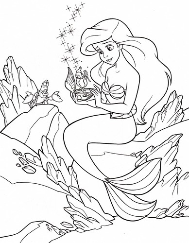  Walt ডিজনি Coloring Pages - Sebastian & Princess Ariel