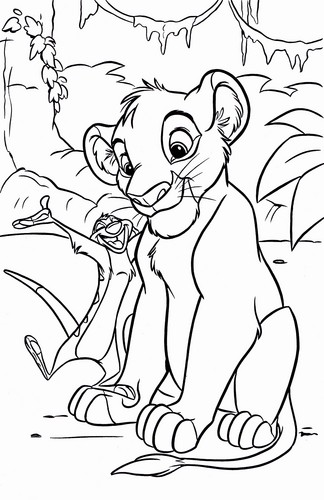  Walt डिज़्नी Coloring Pages - Timon & Simba