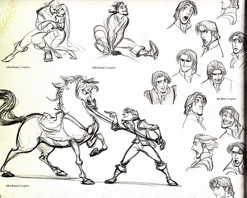  Walt ডিজনি Sketches - Eugene "Flynn Rider" Fitzherbert, Maximus & Princess Rapunzel