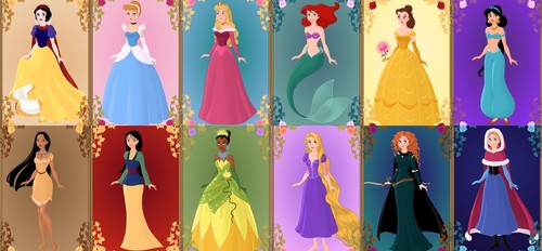  डिज़्नी Princess Lineup (made using Azalea's Dress up Dolls)