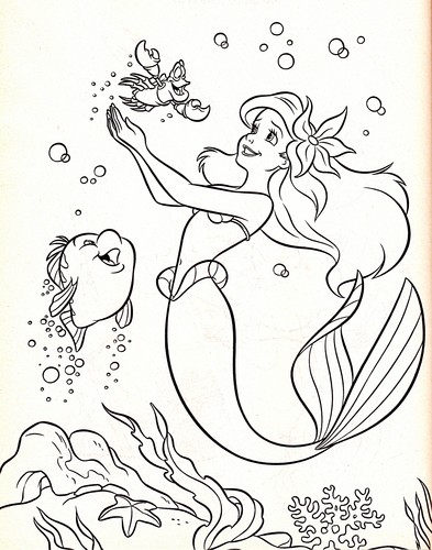  Walt disney Coloring Pages - Flounder, Sebastian & Princess Ariel