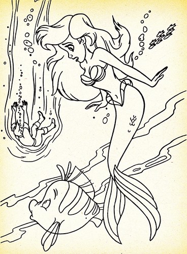 Walt Disney Coloring Pages - Prince Eric, Flounder & Princess Ariel