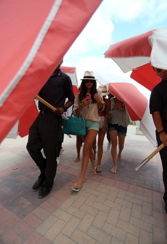  julianne hough and nina dobrev going out the beach, pwani in miami.