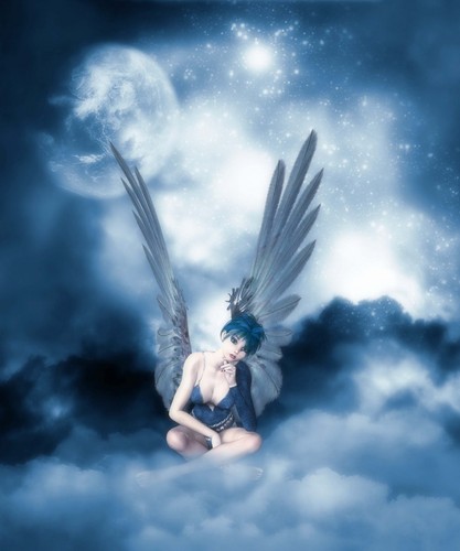 Angel Sleeps on Blue Cloud