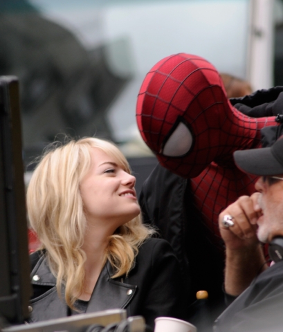 Andrew & Emma on set of Spiderman 2