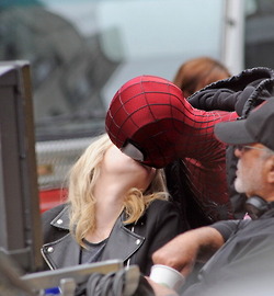 Andrew & Emma on set of Spiderman 2