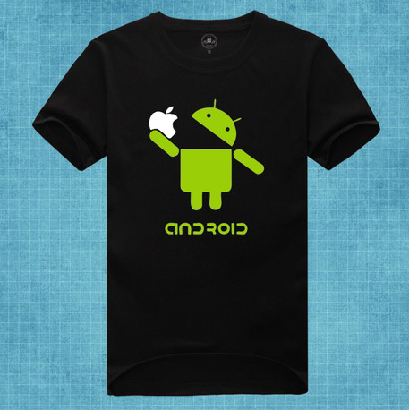  Google Android Eat яблоко spoof logo funny t рубашка