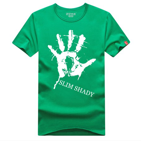  Eminem SLIM SHADY hand logo short sleeve t baju