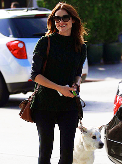  Crystal Reed with her dog in Hollywood