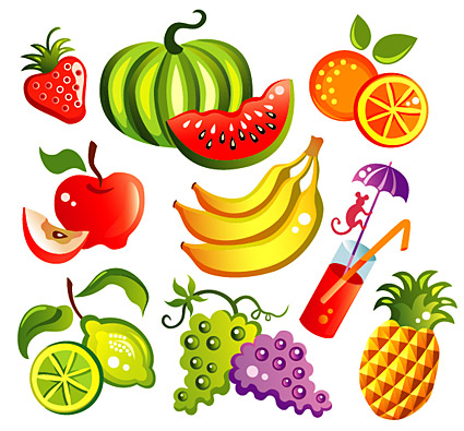 Cute and Colorful Fruits in Cartoon