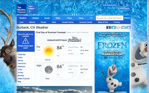  Frozen - Uma Aventura Congelante Weather Channel page