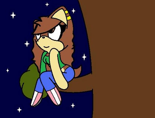  Victoria the hedgehog on a पेड़ looking at the stars