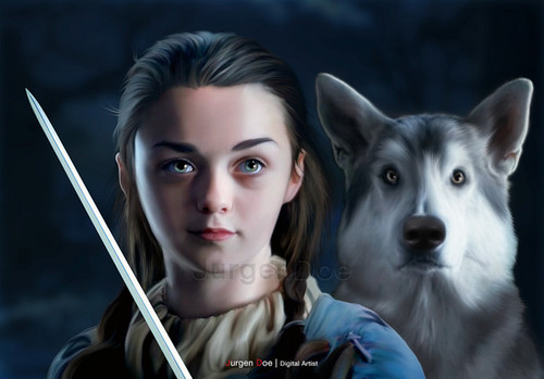  Arya & Bran Stark + direwolves