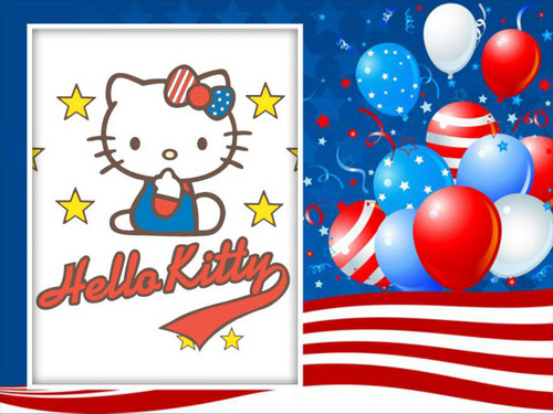  Hello Kitty July 4th Обои
