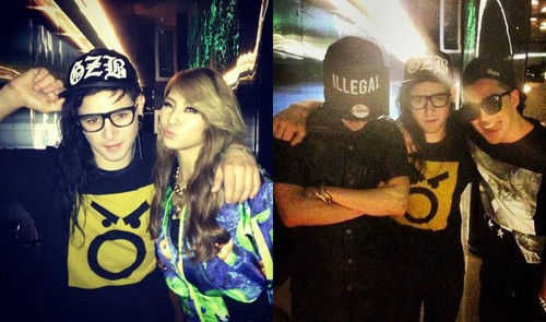  2NE1's CL, Big Bang's G-Dragon & Taeyang hanging out with Skrillex?