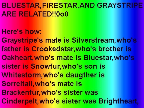  BLUESTAR, FIRESTAR, AND GRAYSTRIPE ARE RELATED :D
