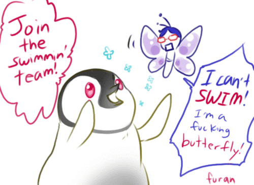  Nagisa the penguin, auk and Rei the butterfly, kipepeo