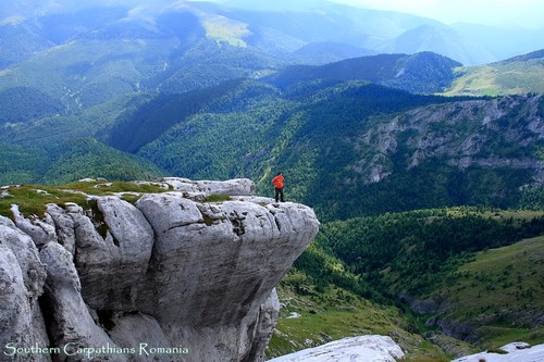 Southern Carpathian mountains romanians man on top
