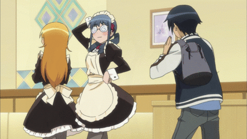  Showing off her maid dress