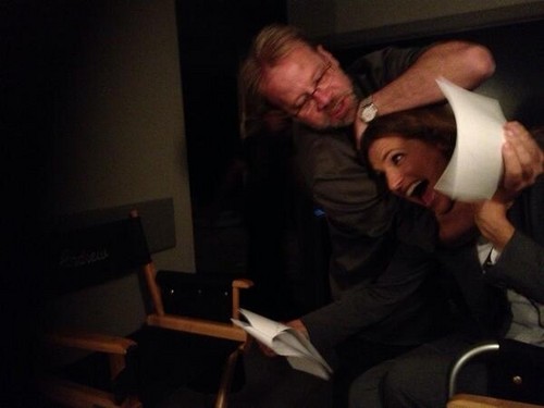 Stana Katic behind the scenes of Castle S6