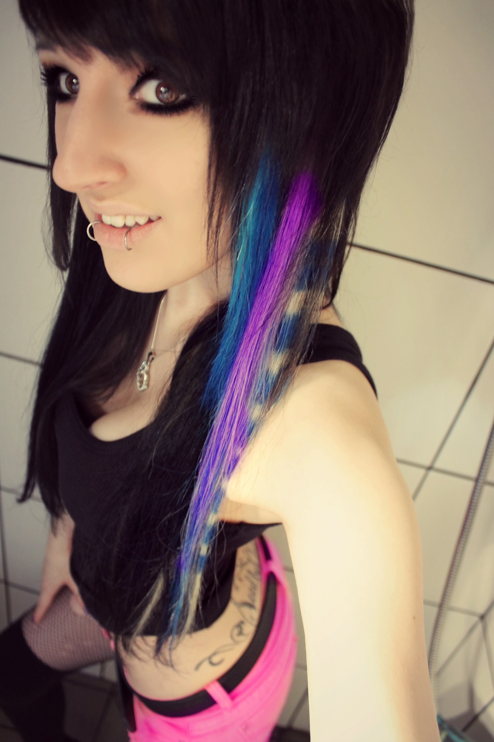 ViviBunnycore. colorful. black. added by. emo. photo. hair. girl. 