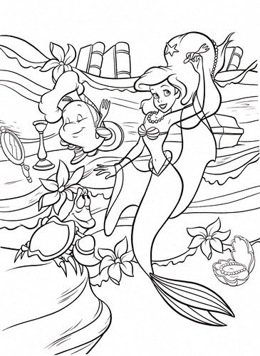  Walt Disney Coloring Pages - Flounder, Princess Ariel & Sebastian