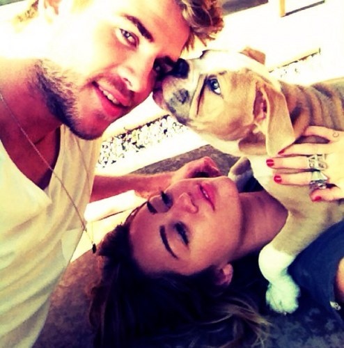  Cuty Miley with her dog !!