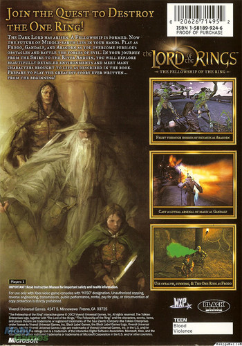 LOTR: Fellowship of the Ring - Xbox game cover (Back)