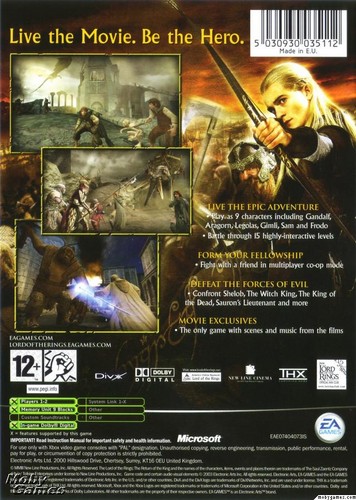  LOTR: Return of the King - Xbox game cover (Back)