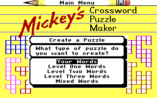  Mickey's Crossword Puzzle Maker
