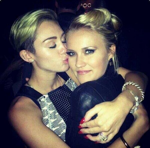  Miley with Emily at the Paranoia L.A. Premiere