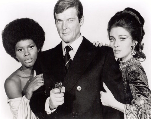 Sir Roger Moore And Co-Stars, Jane Seymour And Gloria Hendry