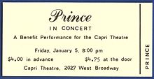  A Vintage संगीत कार्यक्रम Ticket Stub From A Prince Conert