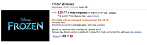  Frozen soundtrack release تاریخ