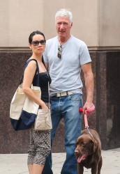 Lucy Liu and her new boyfriend so antique shopping with her dog in downtown Manhattan, New York City