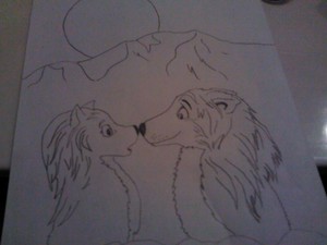  Dog Drawler's drawing of Kate and Humphrey's nuzzle moment