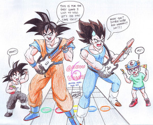 Goku vs Vegeta at Guitar Hero... XD