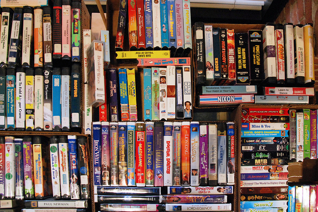 Shelf of VHS Tapes