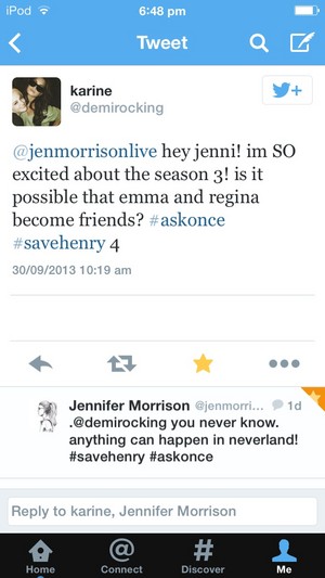  **•JMO Tweets-"Emma & Regina May Become Friends In S3!"•**